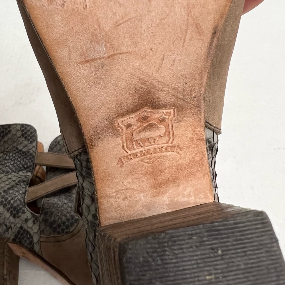 Trask Split Shaft Snakeskin Accent Ankle Boot with Buckle Details - Picture 8 of 10
